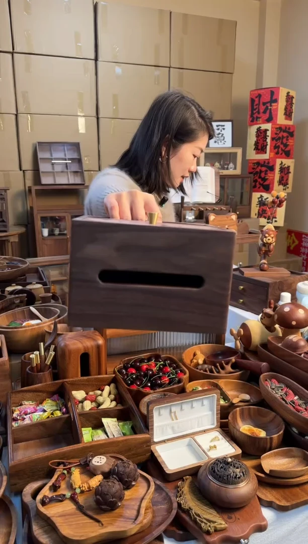 【闪购商品】黑胡桃铜把手多功能纸巾盒