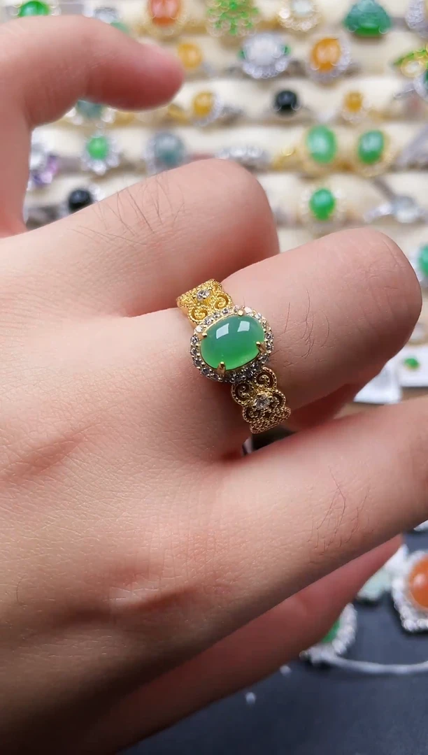 银S925镶嵌戒指翡翠114