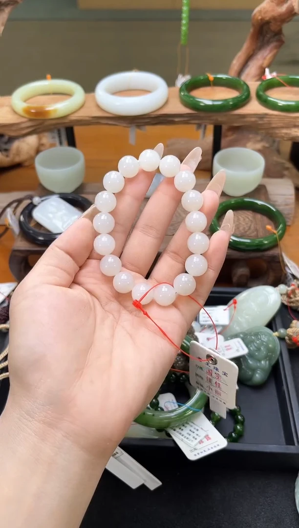 未镶嵌手串和田玉卡12青海野牛沟 圆珠 9014561