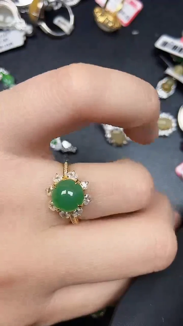 银S925镶嵌戒指翡翠1630