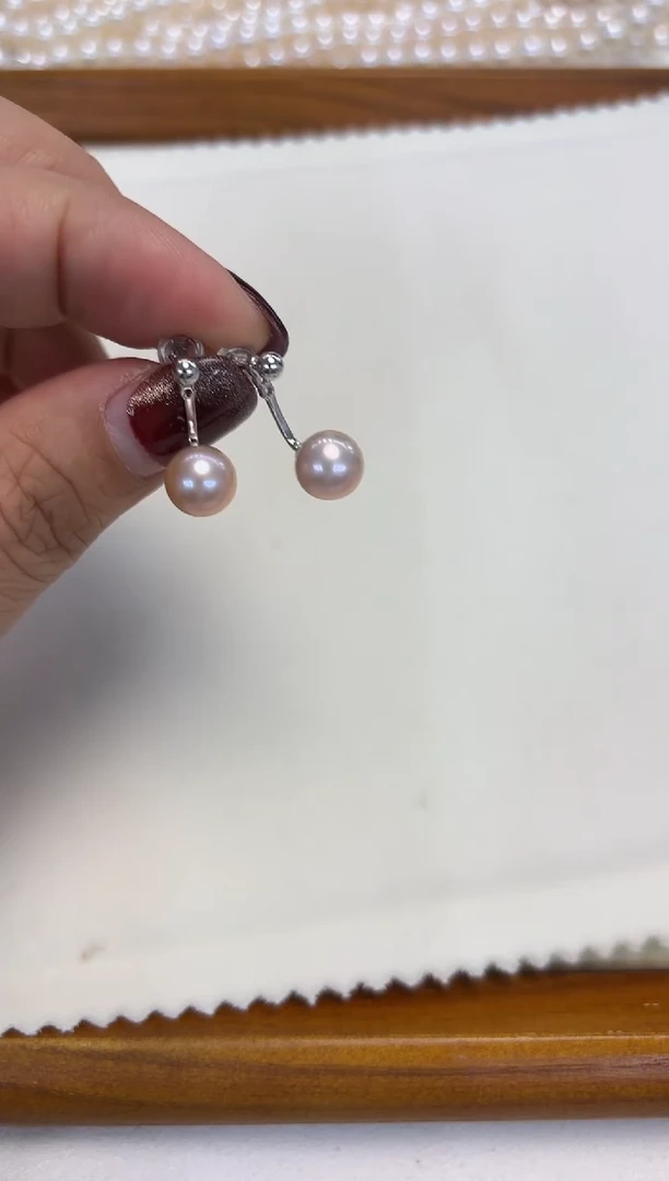 银S925镶嵌耳饰淡水珍珠彩珠耳饰