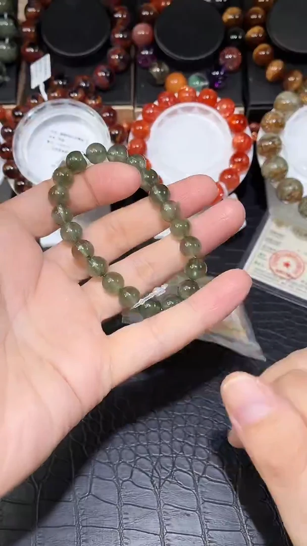 未镶嵌手链水晶绿发晶单圈手链A9（多样性发其一）