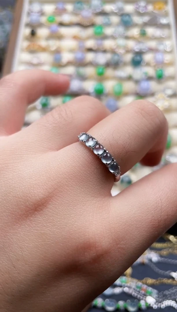 银S925镶嵌戒指翡翠1