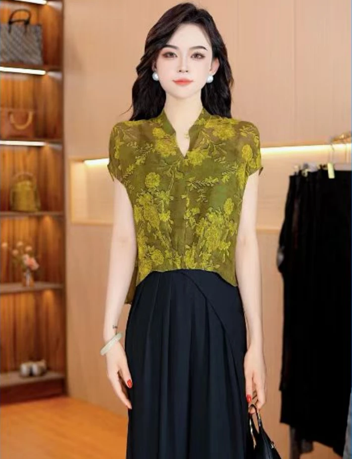 5790-3【苏格兰绿玫瑰】气质女士小衫