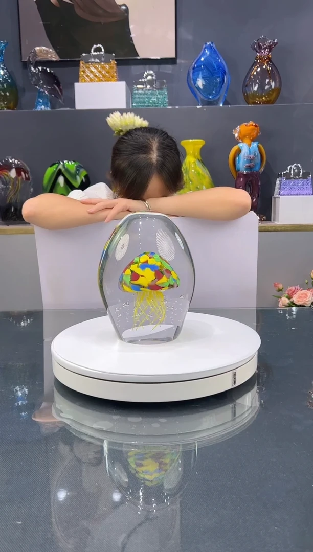 琉璃手工艺品水晶琉璃水母摆件1只