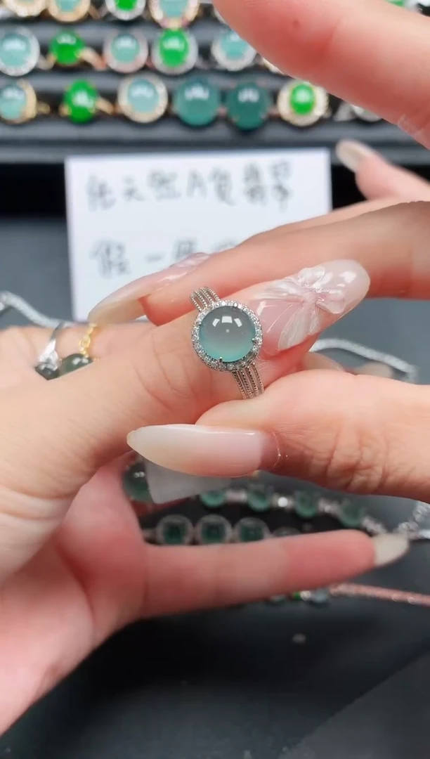 翡翠戒指银S925镶嵌11111