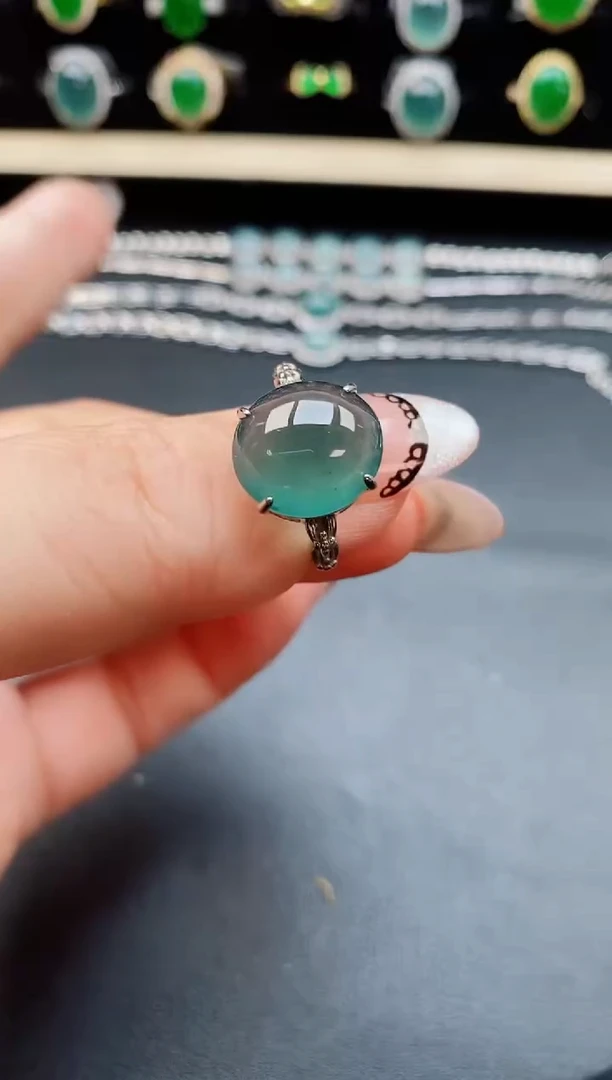 翡翠戒指银S925镶嵌580505