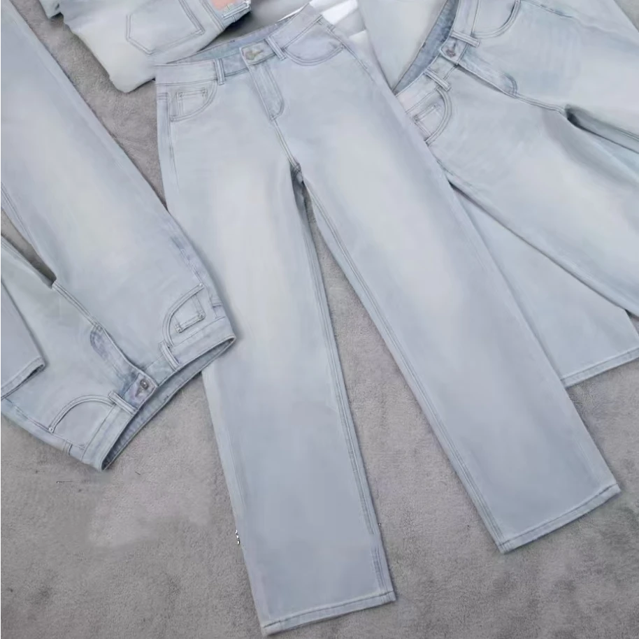 【锦衣服饰】QQ 1183-1韩系时尚简约直筒牛仔裤