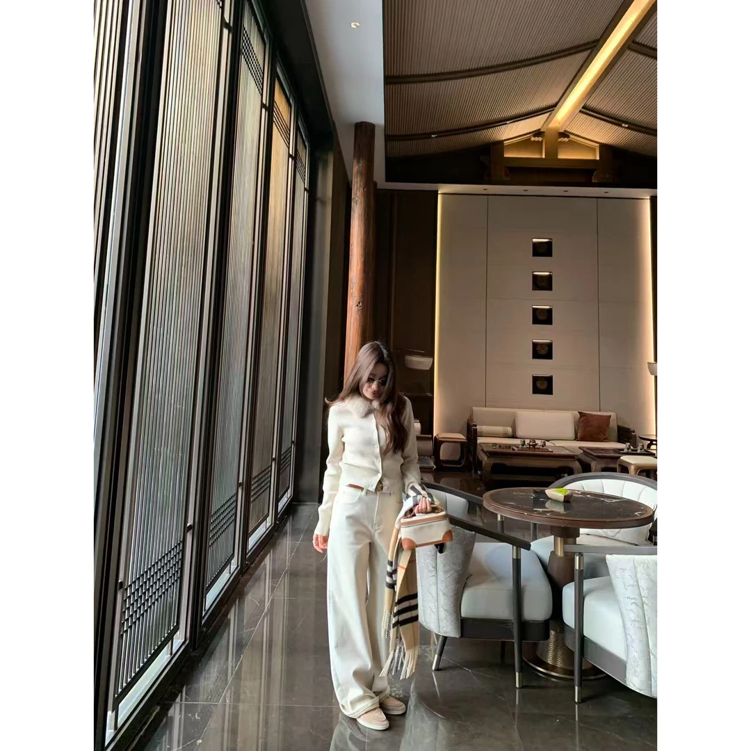 【极简美学】文雅说抓绒老钱直筒阔腿裤百搭时髦休闲裤高腰