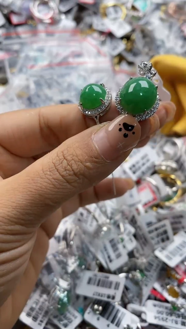 银S925镶嵌戒指翡翠999999   5