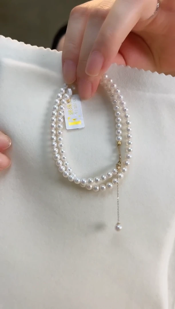 淡水珍珠18K金镶嵌颈饰4.5-5小米珠项链