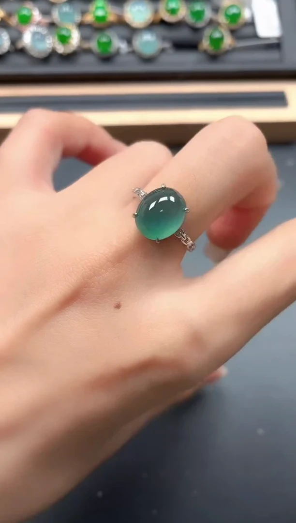 银S925镶嵌戒指翡翠1111111