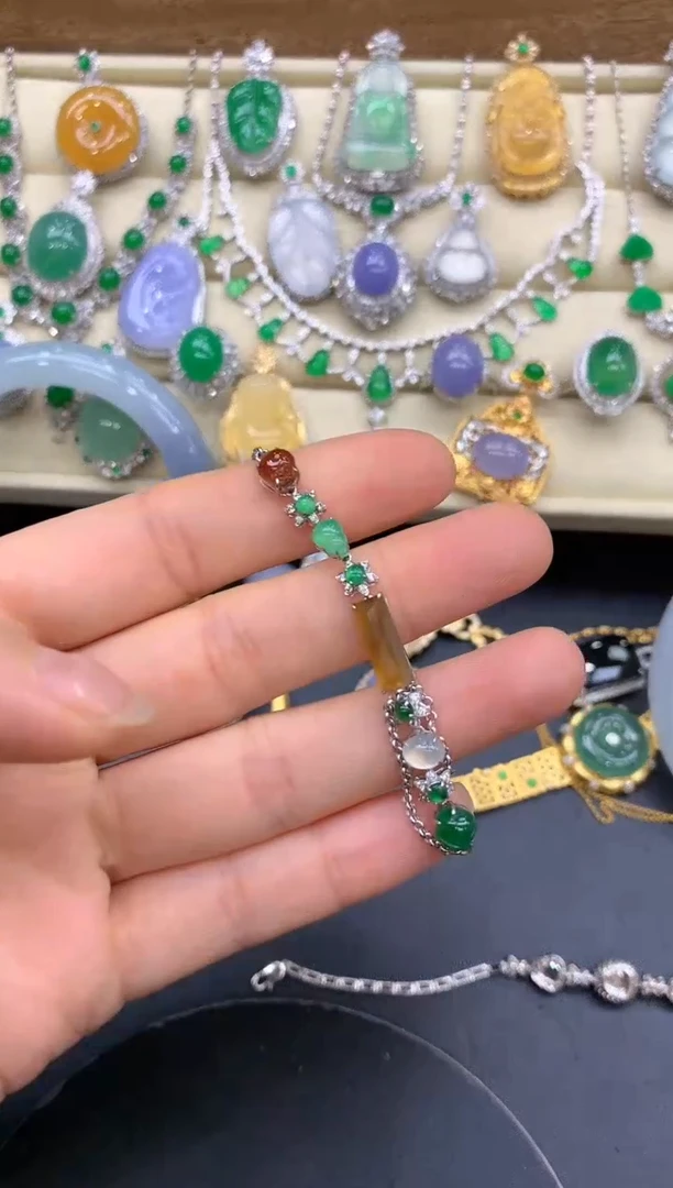 【闪购商品】翡翠手链18K金镶嵌295-中国好珍宝