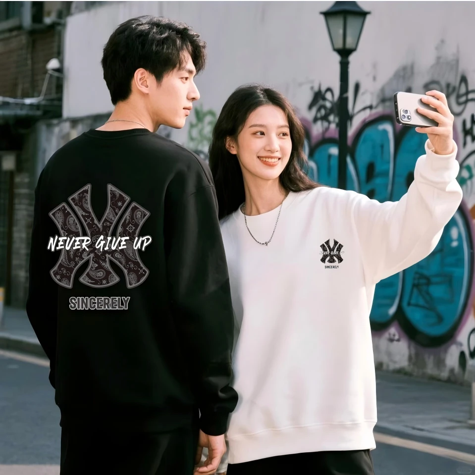 秋季新款休闲时尚百搭男女情侣同款圆领卫衣- WY901