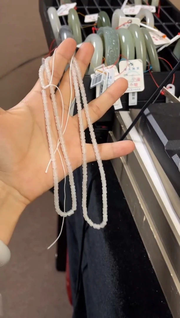 项链未镶嵌和田玉卡4青海白玉 竹节珠链9014883