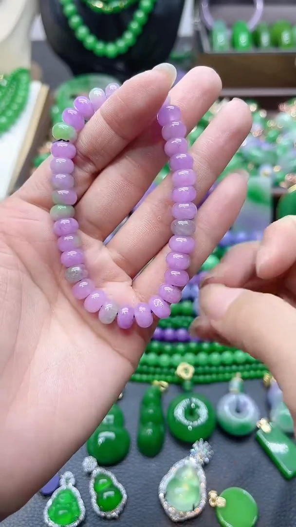 颈饰未镶嵌翡翠春彩盘珠手串