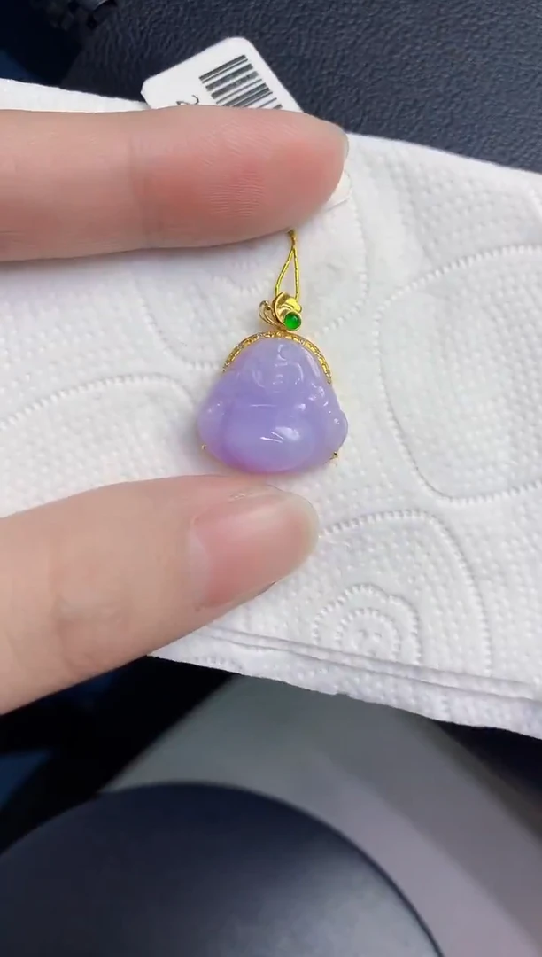 颈饰18K金镶嵌翡翠天然翡翠缅甸A货