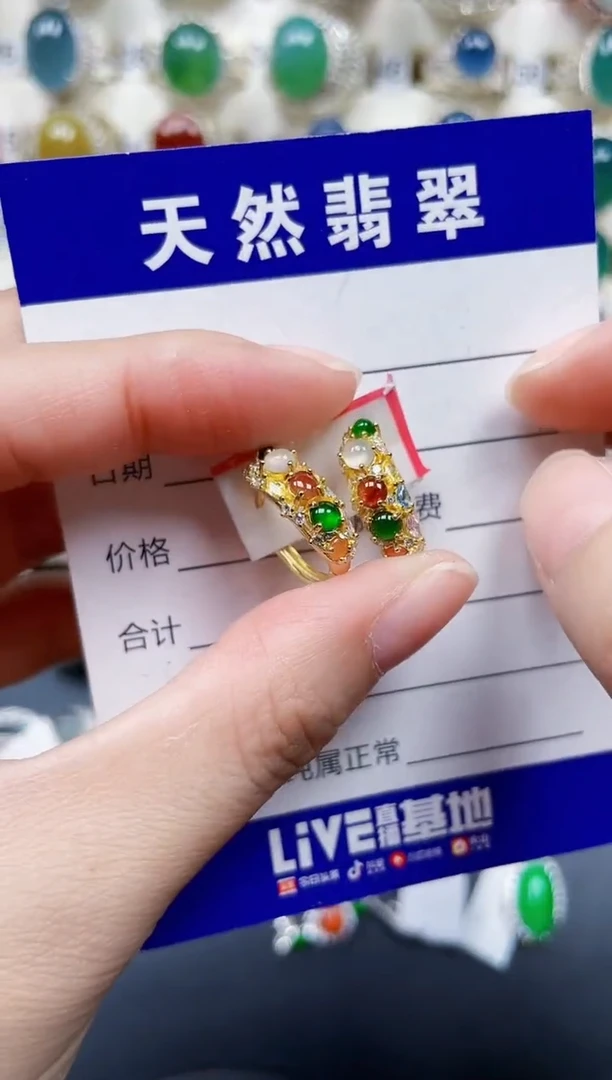 银S925镶嵌翡翠耳饰720