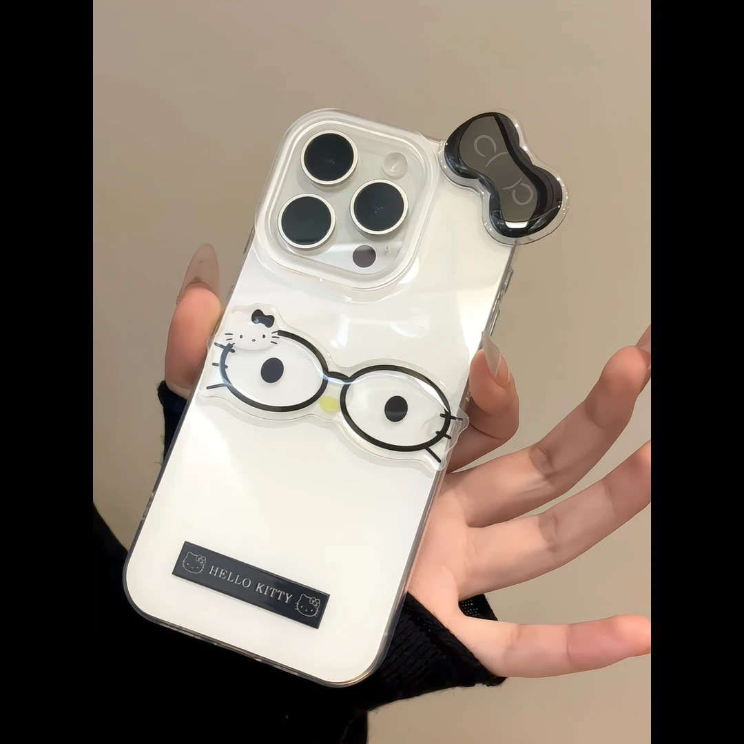 果冻壳IMD卡通镜框可爱猫咪适用于iPhone16promax苹果15pro手机壳