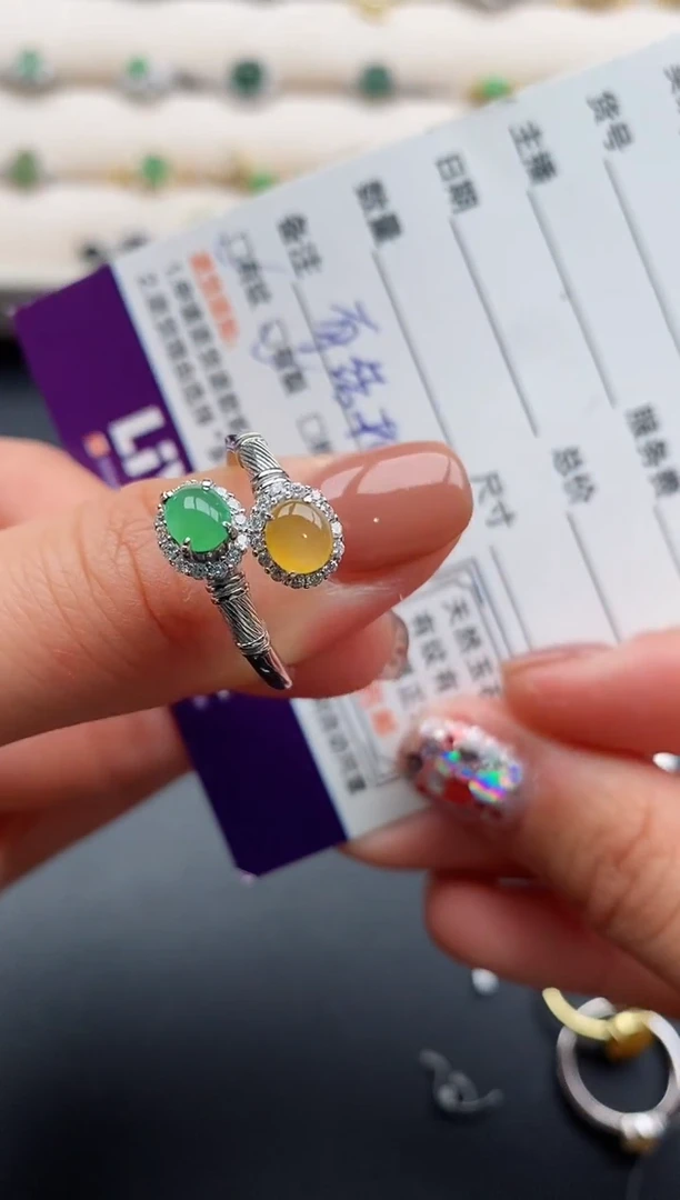 银S925镶嵌戒指翡翠88888888+2