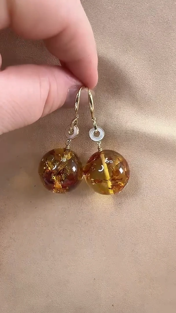 未镶嵌琥珀耳饰耳环