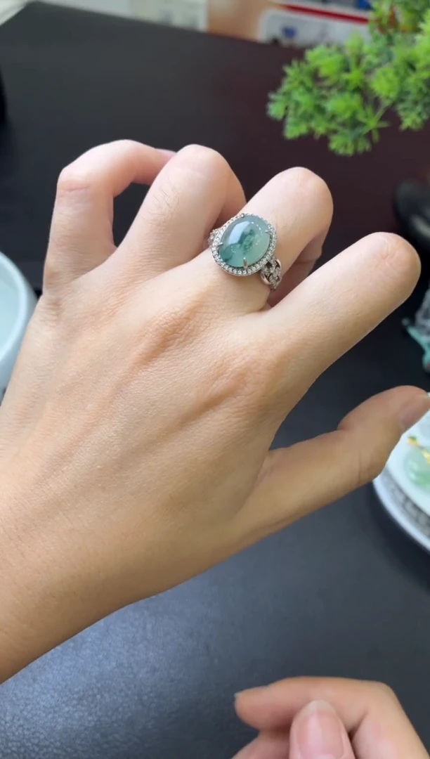 银S925镶嵌戒指翡翠戒指