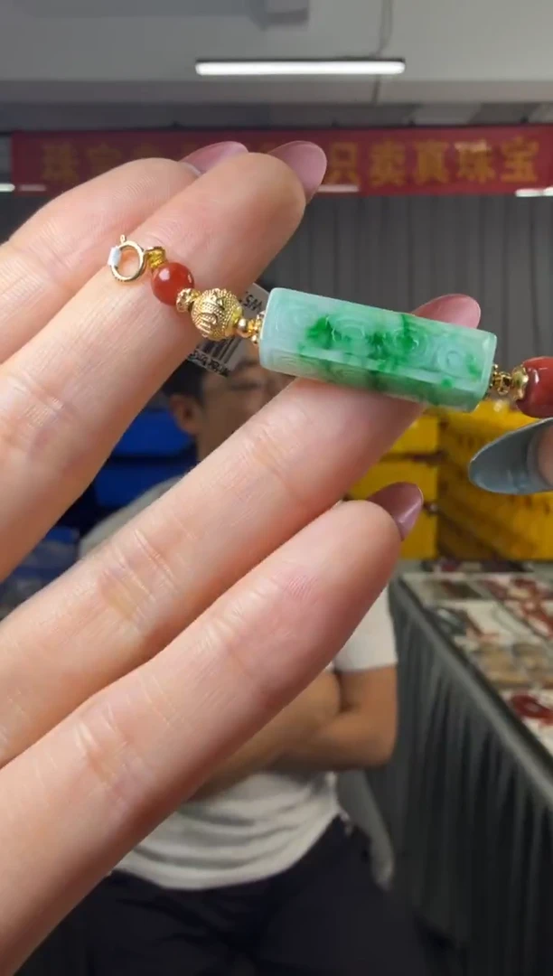 吊坠(不含链)银S925镶嵌翡翠翡翠雕刻件南红老型珠南红蜜蜡圆珠