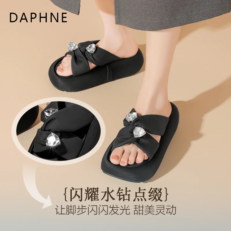 达芙妮一字拖鞋女款夏季2025新款休闲百搭软弹厚底度假沙滩凉拖鞋