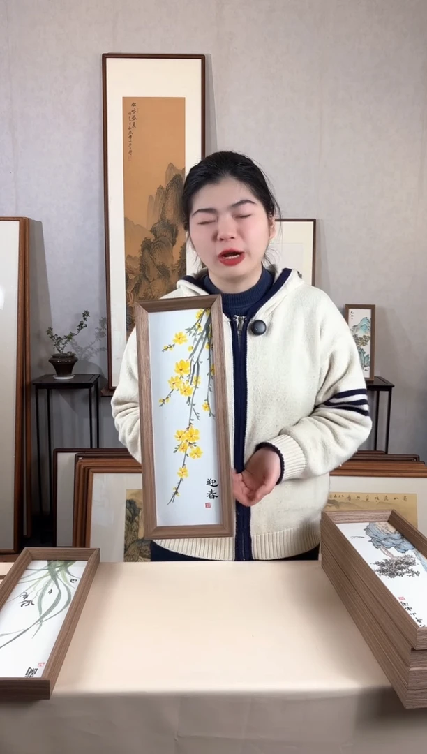 【闪购商品】国画手绘*迎春*15*42cm摆台