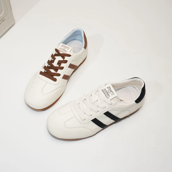 2230 大码女鞋40-43真皮德训鞋女新款深口平底运动鞋女时尚休闲鞋