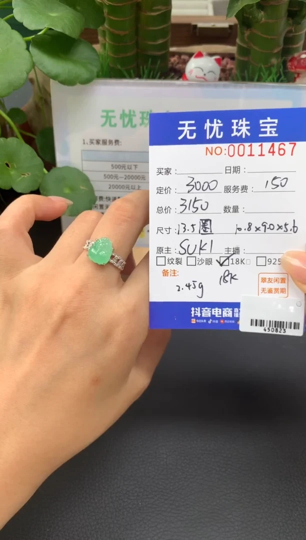 18K金镶嵌定制翡翠珠**?A441