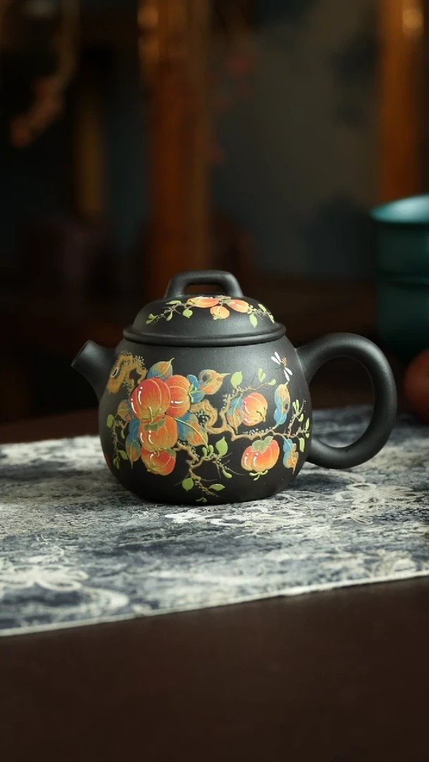 茶杯紫砂66号 范士玉老师黑墩头柿子壶 宜兴紫砂原矿作品