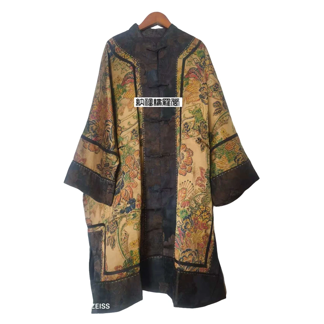 纳福|原创 B134475桑蚕丝皮子立领对襟盘扣奶咖开衫中国风民族风