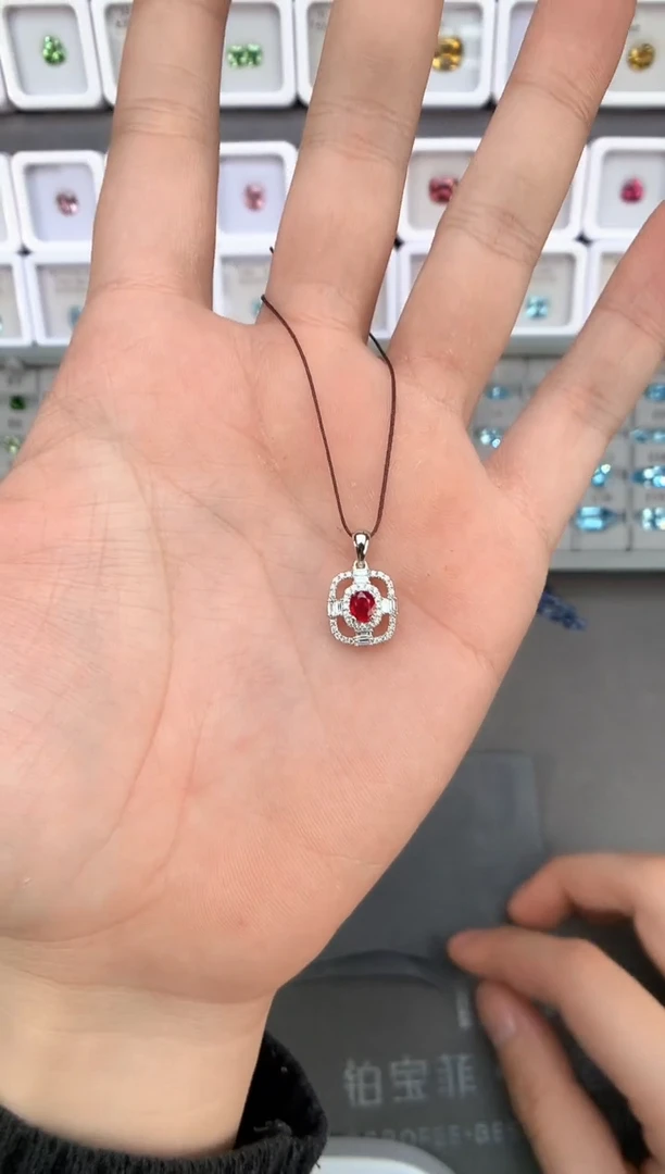 【闪购商品】定制红宝石项链18K金镶嵌项链021