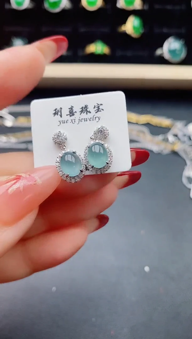 【闪购商品】翡翠耳饰银S925镶嵌2321