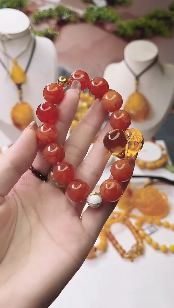手链蜜蜡未镶嵌机油红老蜡手链