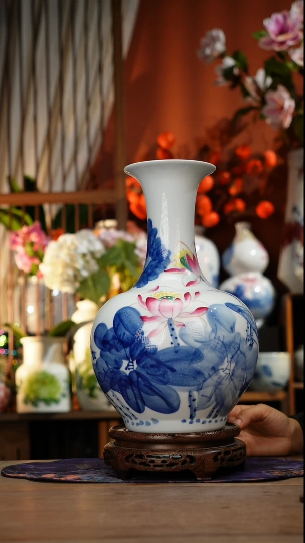 当代景德镇设计师釉下手绘陶瓷花瓶