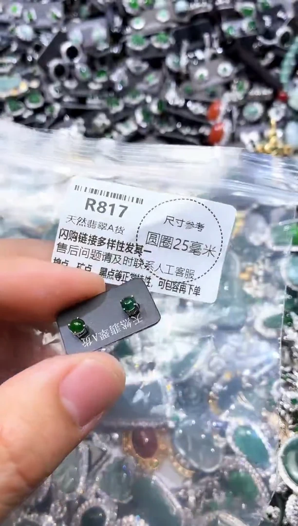 翡翠未镶嵌颈饰R817耳钉