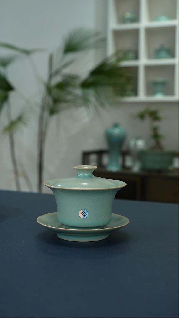 瓷片99号马蹄三才盖碗有暇简包炸福利     洁