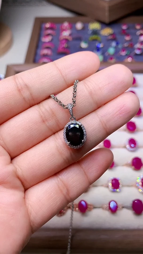 【闪购商品】蓝宝石颈饰银S925镶嵌000