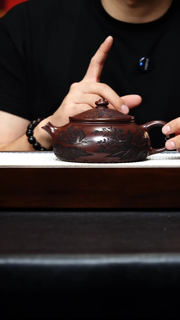 茶壶紫砂宜兴紫砂 寒江 石红 李玉瑶h458