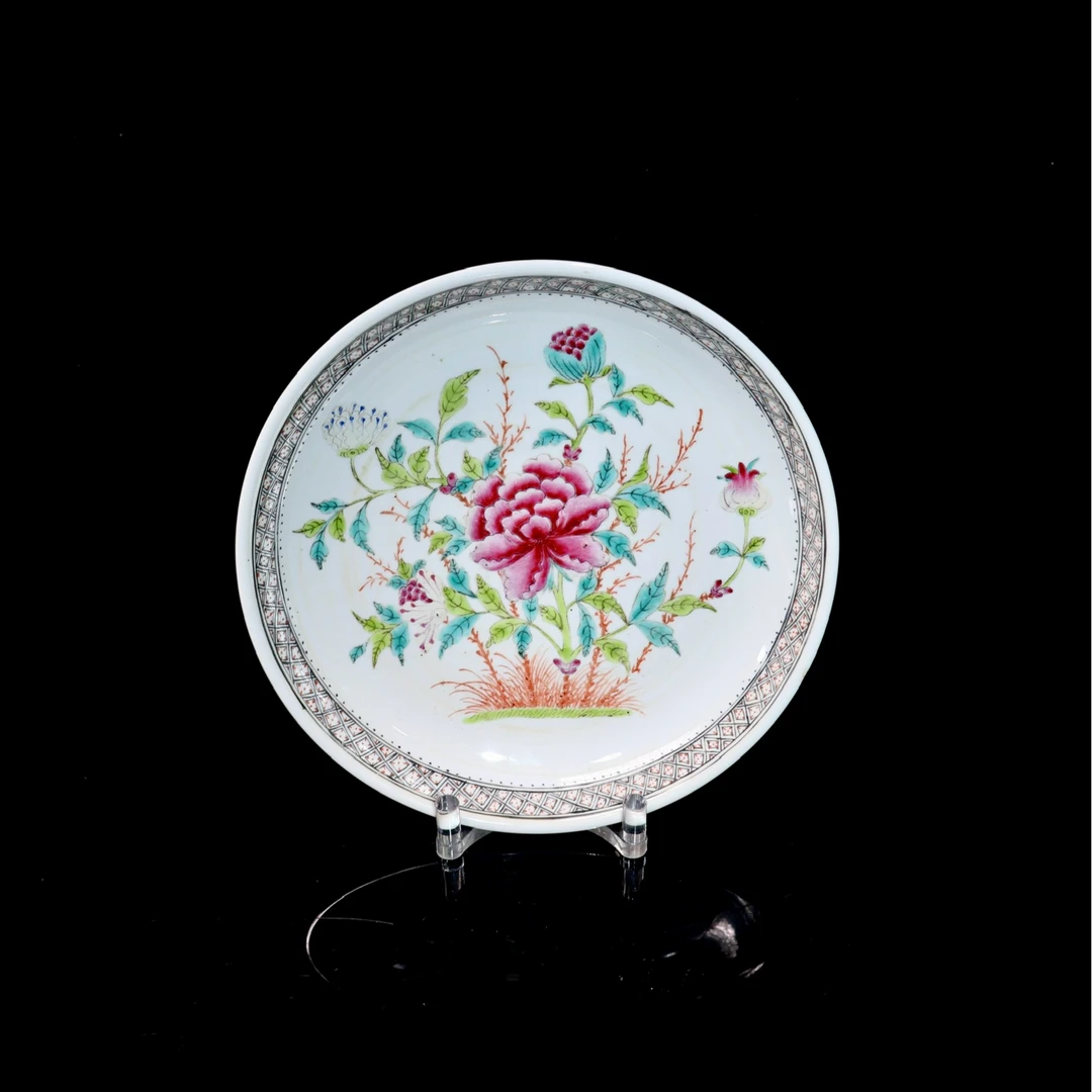 23:民国粉彩牡丹花卉纹盘