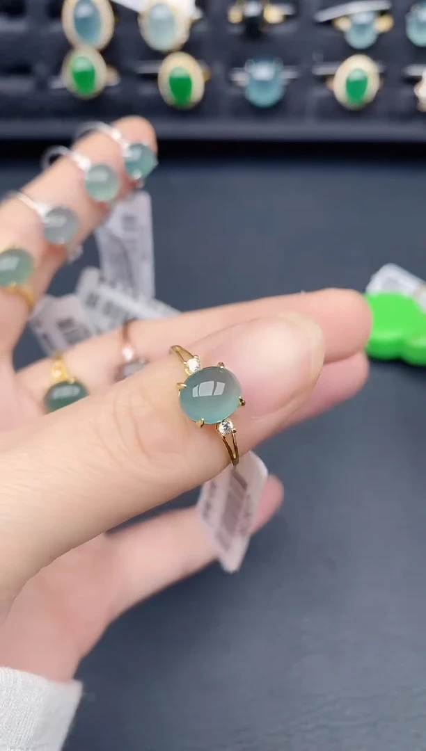 银S925镶嵌戒指翡翠天然a货翡翠233