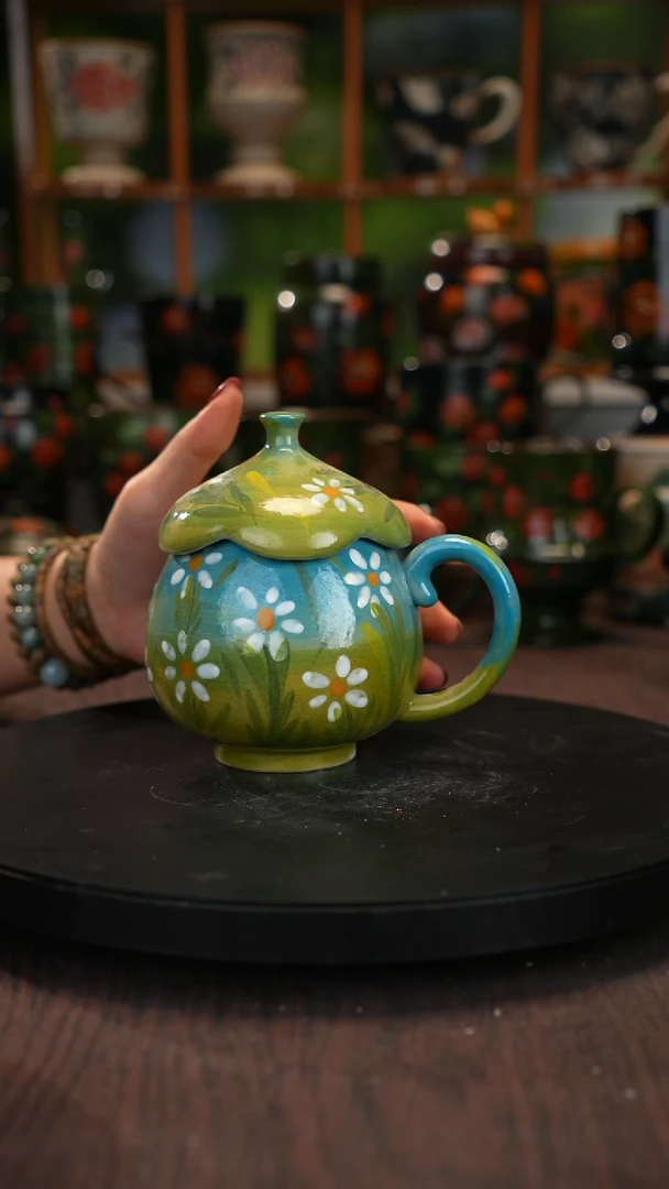 油画    手绘釉下彩杯子