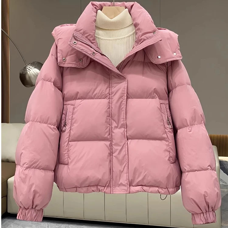 厚款直筒连帽棉衣棉服百搭宽松冬季休闲女装韩版小个子保暖厚外套