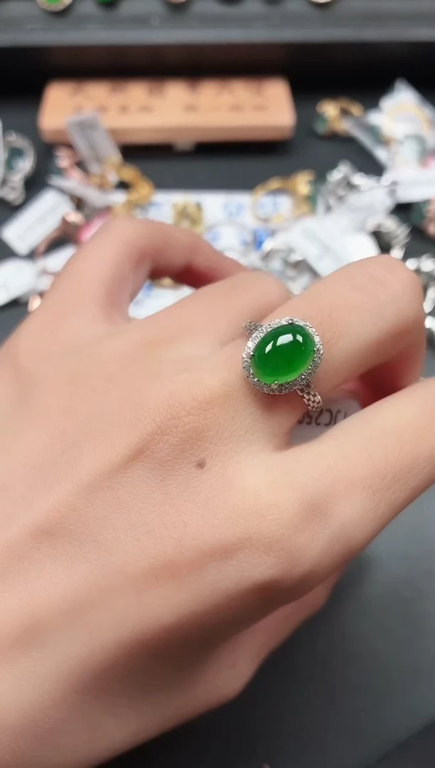 银S925镶嵌戒指翡翠11
