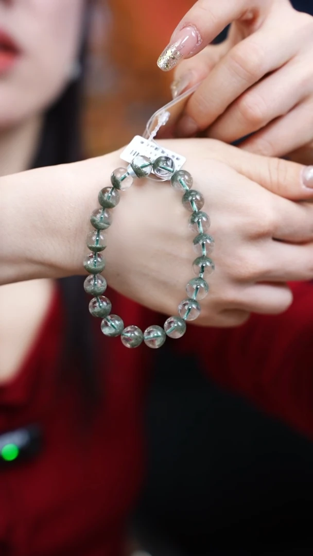 【闪购商品】水晶手链未镶嵌g159 绿幽灵手链9mm+