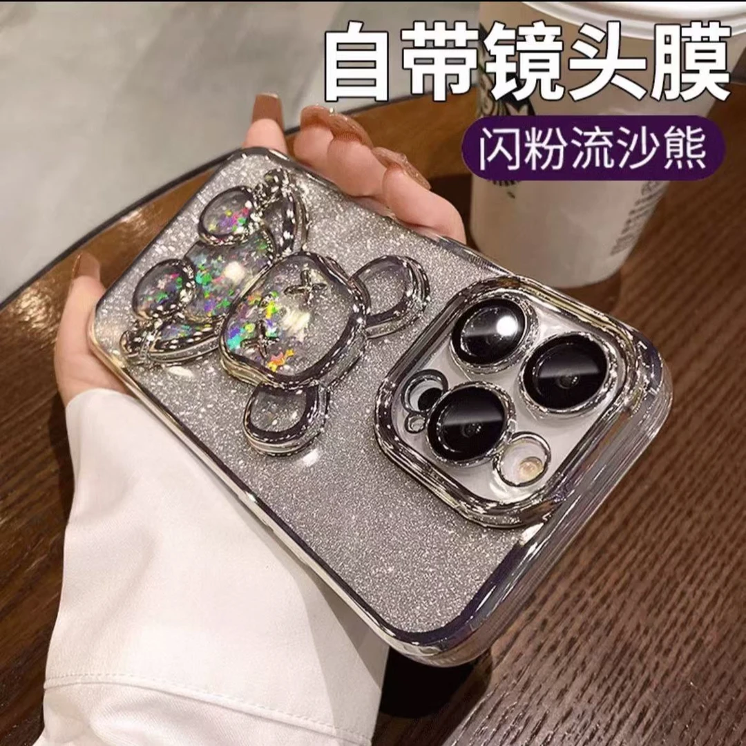 自带镜头保护膜iPhone16手机壳14透明女15pro流沙星星xs新款maxs