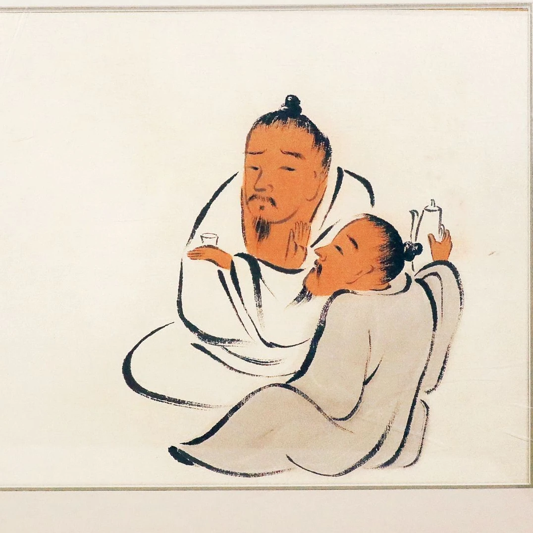 HM4009 阿芝 却饮图 30×43cm 纸本镜框