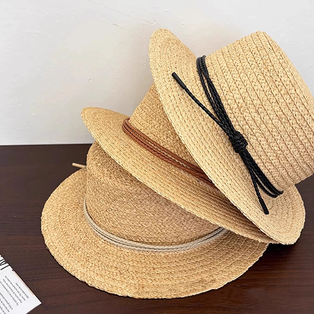 英国【轻奢】Cosp Kosp 法式草帽优雅遮阳帽女平檐皮绳太阳帽子沙滩
